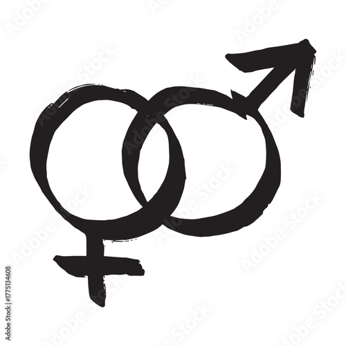 Hand drawn heterosexual gender identity sign Symbol used to represent sex and gender