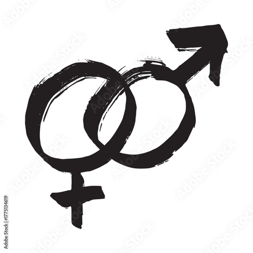 Hand drawn heterosexual gender identity sign Symbol used to represent sex and gender
