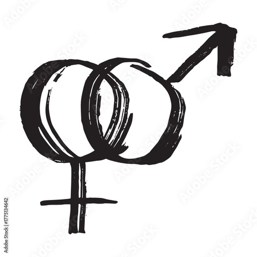 Hand drawn heterosexual gender identity sign Symbol used to represent sex and gender