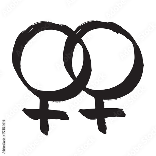 Hand drawn lesbian identity sign Symbol used to represent sex and gender