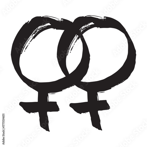 Hand drawn lesbian identity sign Symbol used to represent sex and gender