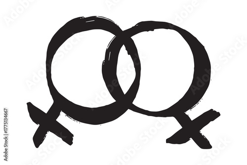 Hand drawn lesbian identity sign Symbol used to represent sex and gender