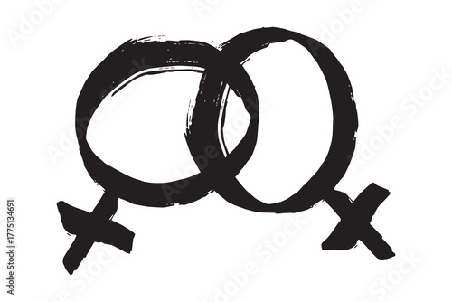 Hand drawn lesbian identity sign Symbol used to represent sex and gender