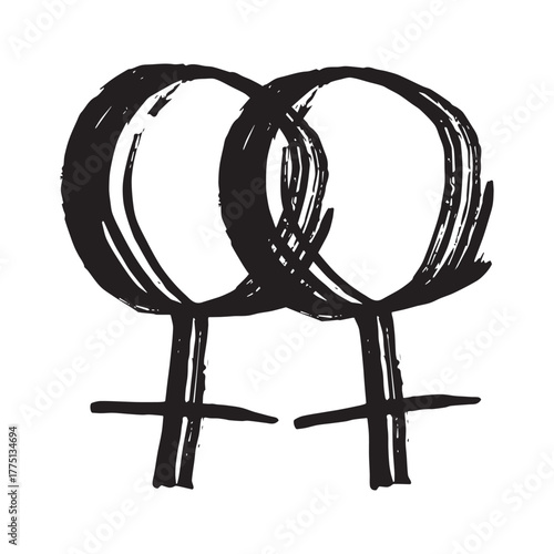 Hand drawn lesbian identity sign Symbol used to represent sex and gender