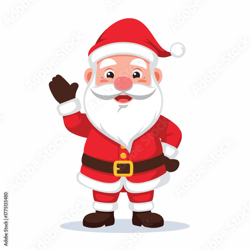 Santa's Cheerful Greeting: A jovial and iconic figure, the cheerful santa, dressed in his classic red suit and hat, extends a friendly wave, embodying the spirit of Christmas and seasonal joy.