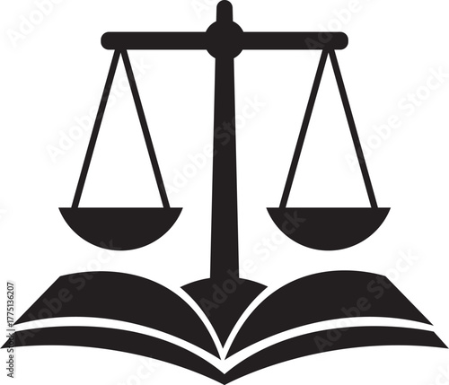 Scales of justice with book icon vector.