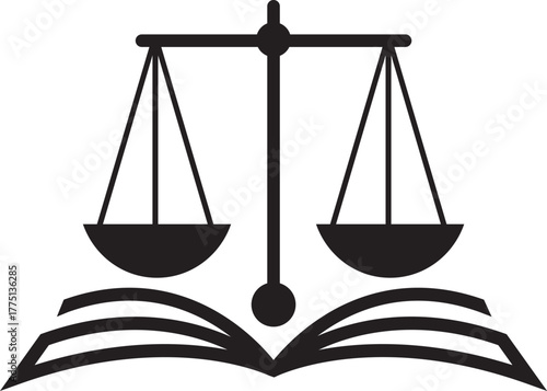 Scales of justice with book icon vector.