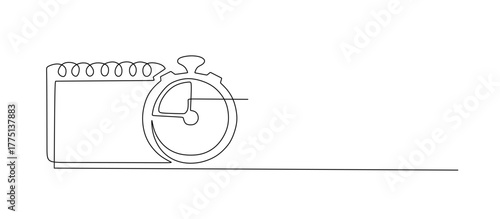 Continuous one single line drawing of calendar and clock icon. Schedule  appointment  important date concept