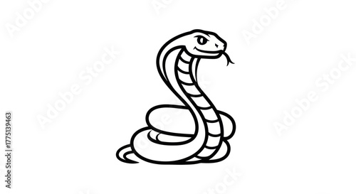A stylized black outline cobra on a white background, with a friendly expression