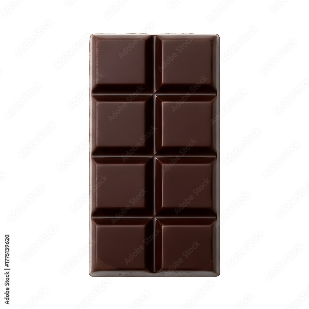 Fototapeta premium Chocolate bar top view isolated on white or transparent background