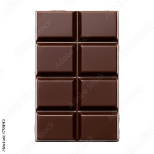 Chocolate bar top view isolated on white or transparent background