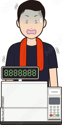 レジスターと男性飲食店スタッフ⑤