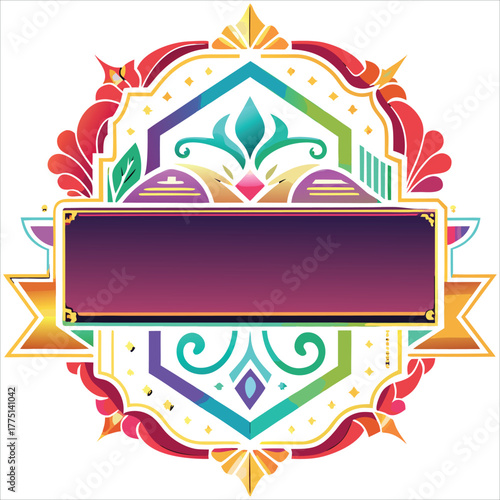 Ornate decorative emblem with copy space for text and design elements