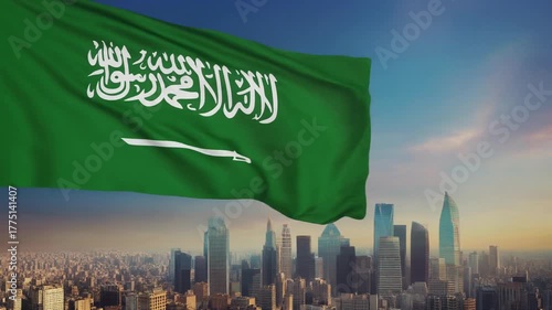 Wallpaper Mural saudi arabia flag by drone Torontodigital.ca