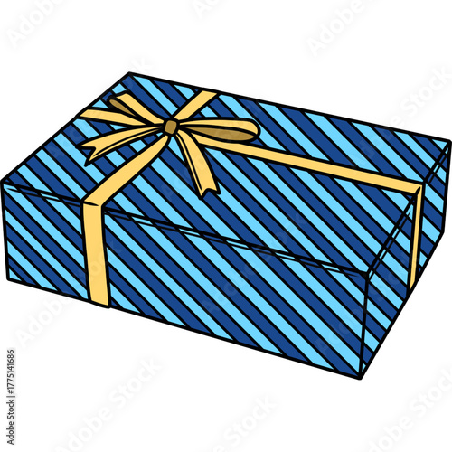 blue gift box with ribbon