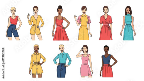 Collection of Diverse Women in Stylish Summer Outfits