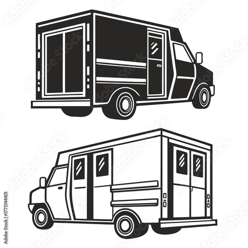 Two delivery vans, one with a sliding door
