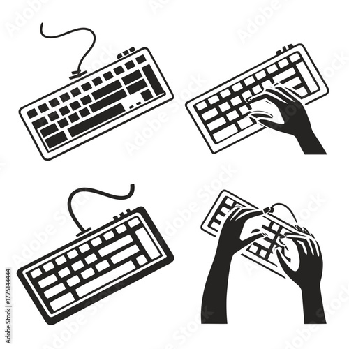 Keyboard and hands typing in vector format