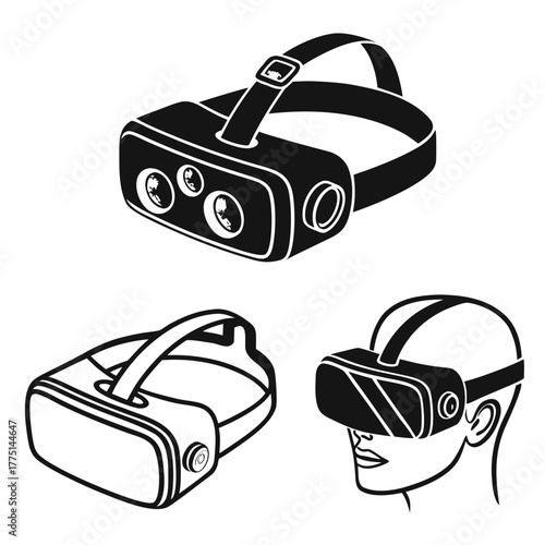 Collection of vr glasses for virtual reality