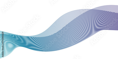 Dynamic minimal smoke sound blue line. Abstract glowing white blend line smooth flow soundwave curve energy gradient vector futuristic digital outline line science design.	