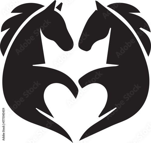 Elegant black horse silhouette icon vector design.