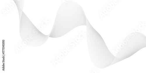 Dynamic minimal smoke sound line. Abstract glowing white blend line smooth flow soundwave curve energy gradient vector futuristic digital outline line science design.	