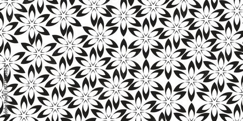 Floral Seamless Black and White Pattern