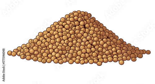 An illustrative pile of dry soybeans, depicting a common agricultural crop used for various food products and industrial applications.
