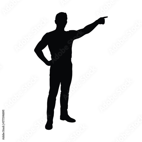 Man Pointing Finger Silhouette: Direction, Decision, Command, and Attention Vector
