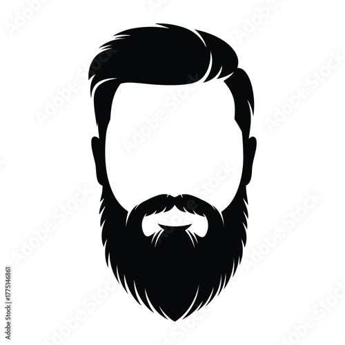 Man with Beard and Haircut Silhouette: Hipster, Barber, and Male Grooming Vector