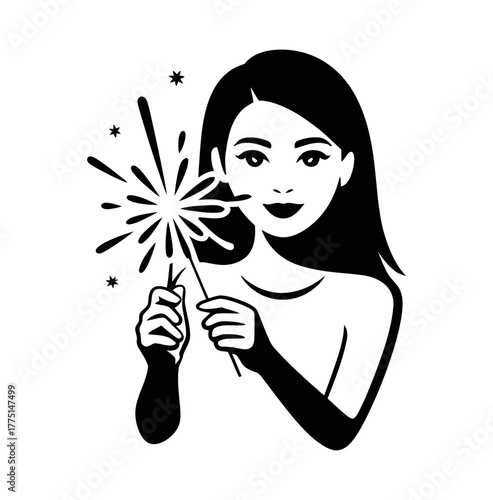 Girl holding sparkler