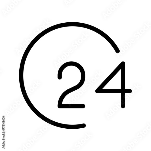 24 Hours Continuous Service and Availability Icon Set Featuring Round-the-Clock Support,