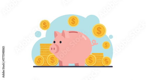 Piggy Bank Vector Illustration for Saving Money and Financial Planning