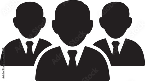 Three businessmen icons in a row people group