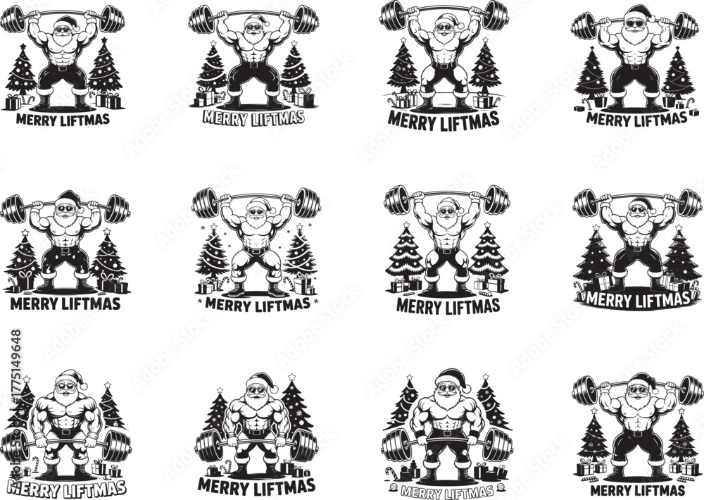Fototapeta premium Merry Liftmas Santa Christmas