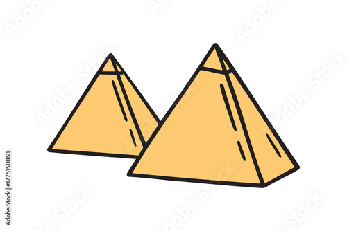 Egyptian pyramid giza egypt icon doodle hand drawn. colorful cartoon line drawing clipart symbol