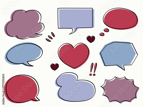 日本カラーのポップな吹き出しセット