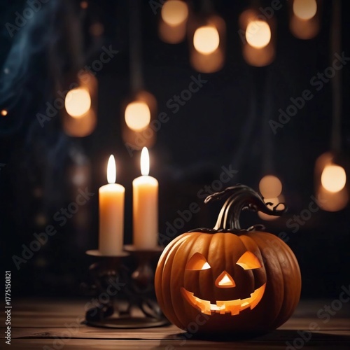 Dramatic burning candle flame in complete darkness, mystical atmosphere, warm glowing light