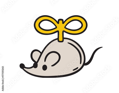  clockwork mouse toy mouse icon doodle hand drawn. colorful cartoon line drawing clipart symbol