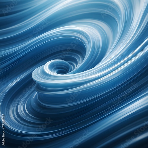 Abstract Blue Water Flow Motion with Smooth Texture and Dynamic Light Reflection in Fluid Waves