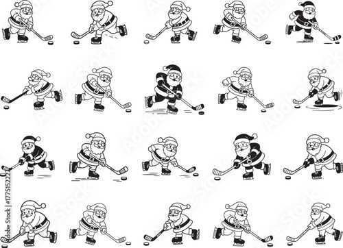 Santa Playing Ice Hockey Christmas