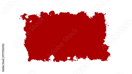 3D animation. Abstract ink splatter transition in red and white seamless loop. Turbulent painting blot spreading from the center in this contemporary reveal background, VFX overlay, alpha matte 4K