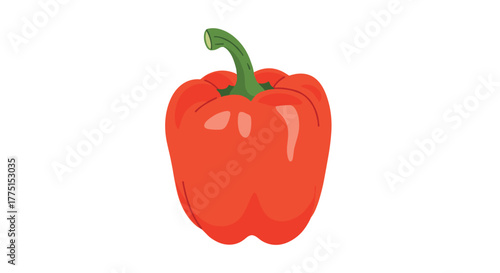 A vibrant red bell pepper with a green stem, depicted in a clear, simple illustration on a clean white background.