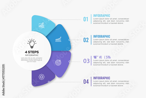 Vector infographic label design with circle infographics template design and 4-5-6 options or steps. Can be used for process diagram, presentations, workflow layout, banner, flow chart, info graph.