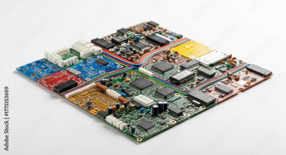 Obraz premium Close up of an isolated printed circuit board detail