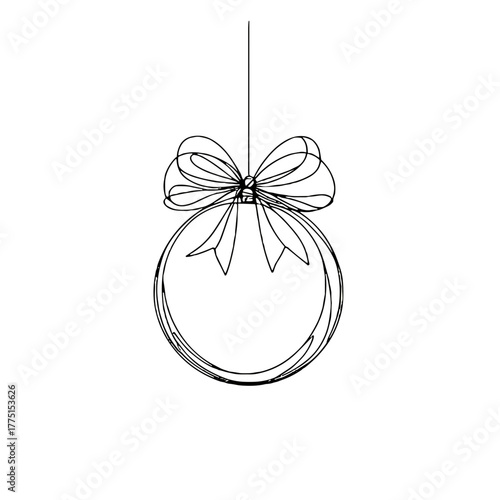 Ball pendant with a bow holiday jewellery flat vector