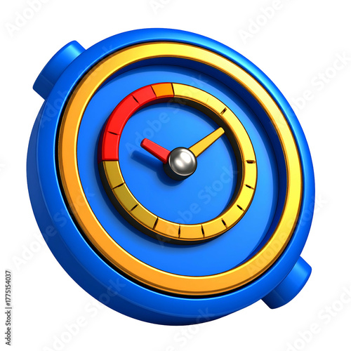 3D rendered blue & gold clock icon with red marker indicating elapsed time