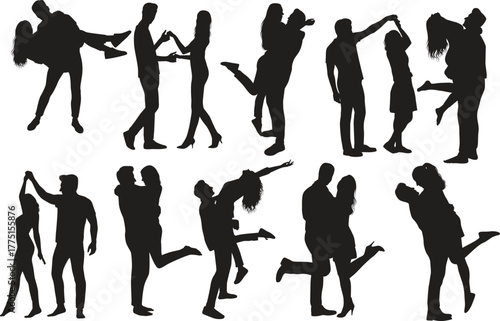 vector silhouettes of man and women love 
