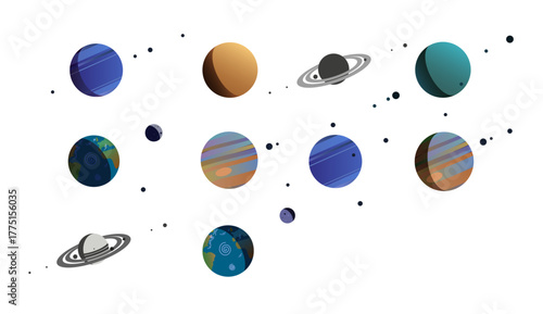 Set of Solar System planets. Space and astronomy vector illustration. Science icons