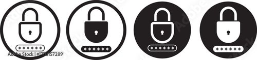 lock with password icon set. login successful icons for privacy. Account protection.  Account protection.  unlock symbol security icon set in red and green color outline style vector illustration